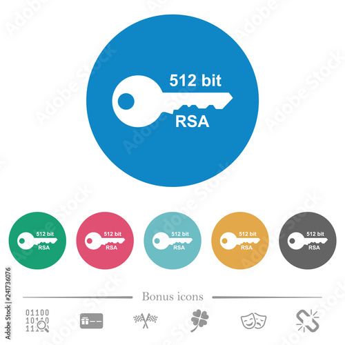 512 bit rsa encryption flat round icons