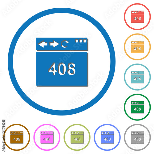 Browser 408 request timeout icons with shadows and outlines