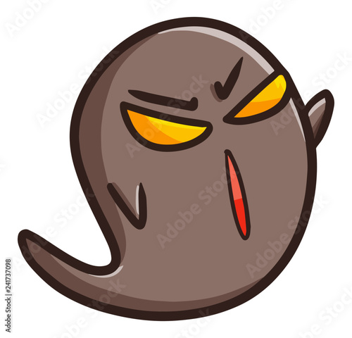 Funny and scary grey brown ghost flying - vector