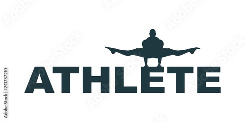 Muscular man silhouette and athlete word. Bodybuilding relative image