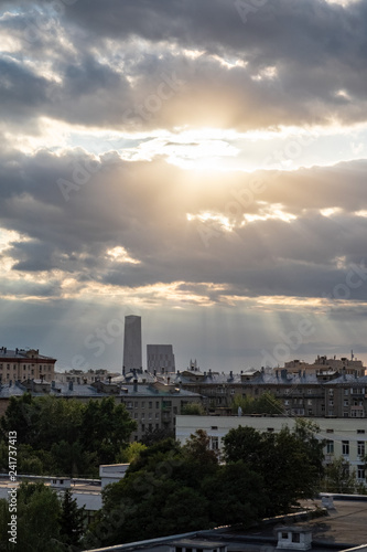 skyline at sunset