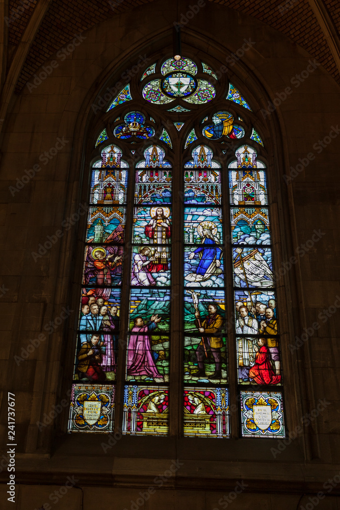 Stained glass window of the new Cathedral in Linz