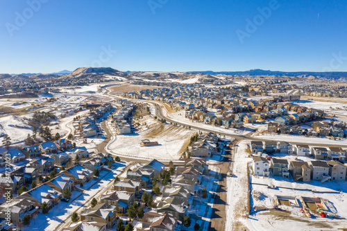 Colorado Housing Boom in Winter Snow photo