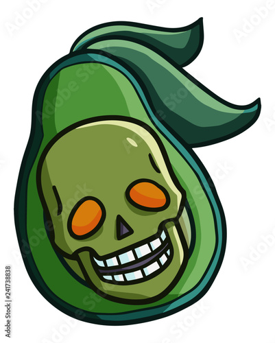 Funny and scary avocado skull for Halloween - vector.