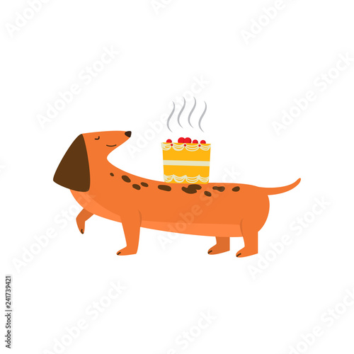  ute cheerful orange dog is having fun and having a great time at a party.