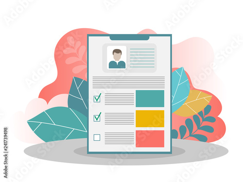 Resume. Job search and recruiting concept. HR management. Application form