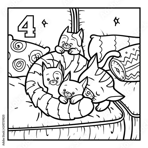 Coloring book, Four cats