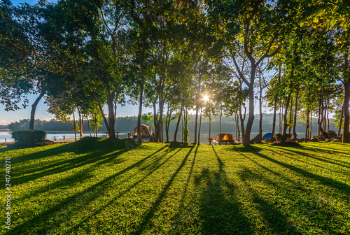 Camping tent on the mountain at Mae Puem National Park in Phayao northern provinces of Thailand.