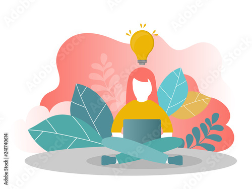 Vector illustration, online assistant at work. promotion in the network