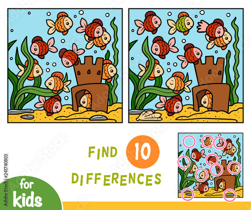Find differences education game, Ten fish