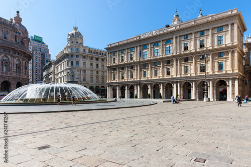 Schilderij op canvas Palazzo Ducale, Piazza de Ferrari with fountain, Genoa, Liguria, Italy, Europe