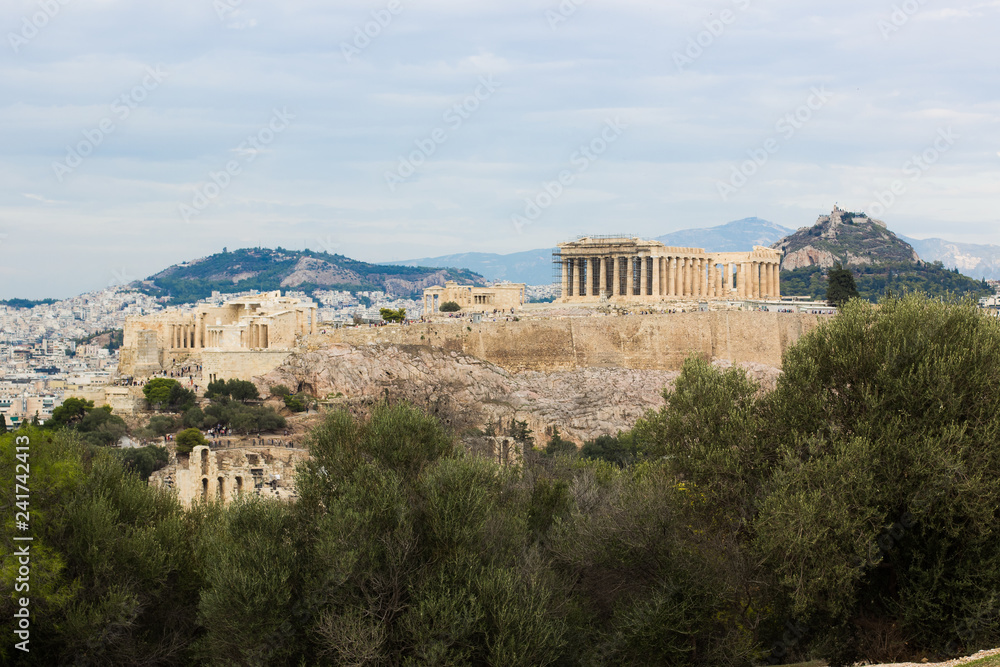 Acropolis famous world heritage site for tourism travel and sightseeing in Athens city - capital of Greece