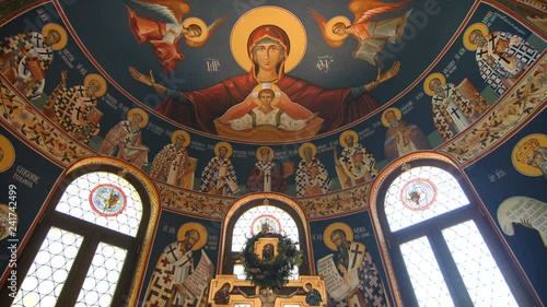 Romanian Orthodox Church Altar Long Shot 4K