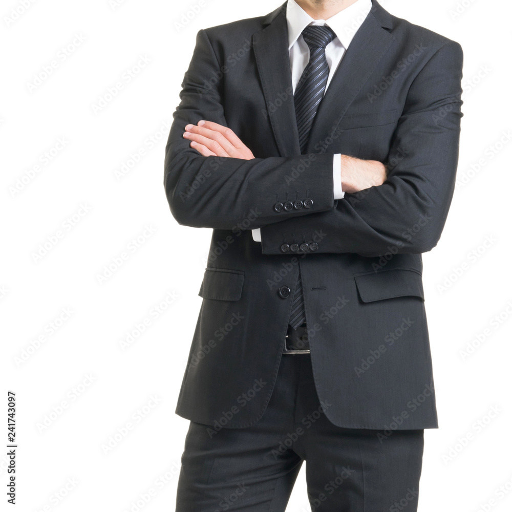 Businessman in suit isolated on white. Close-up of man in formalwear. Businessman in suit isolated on white. Close-up of man in formalwear.