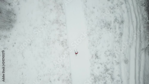 Training of skier. Top view of the GABO track, Moscow region photo