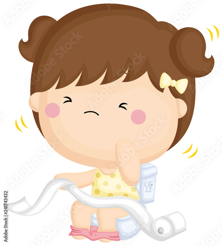 littlegirl poop A vector set of a cute little girl pooping at toilet holding tissue paper  roll Stock ベクター | Adobe Stock