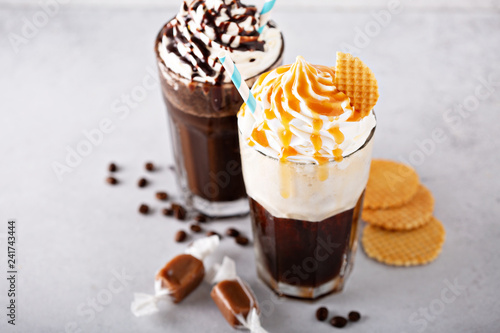 Coffee cocktails with whipped cream photo