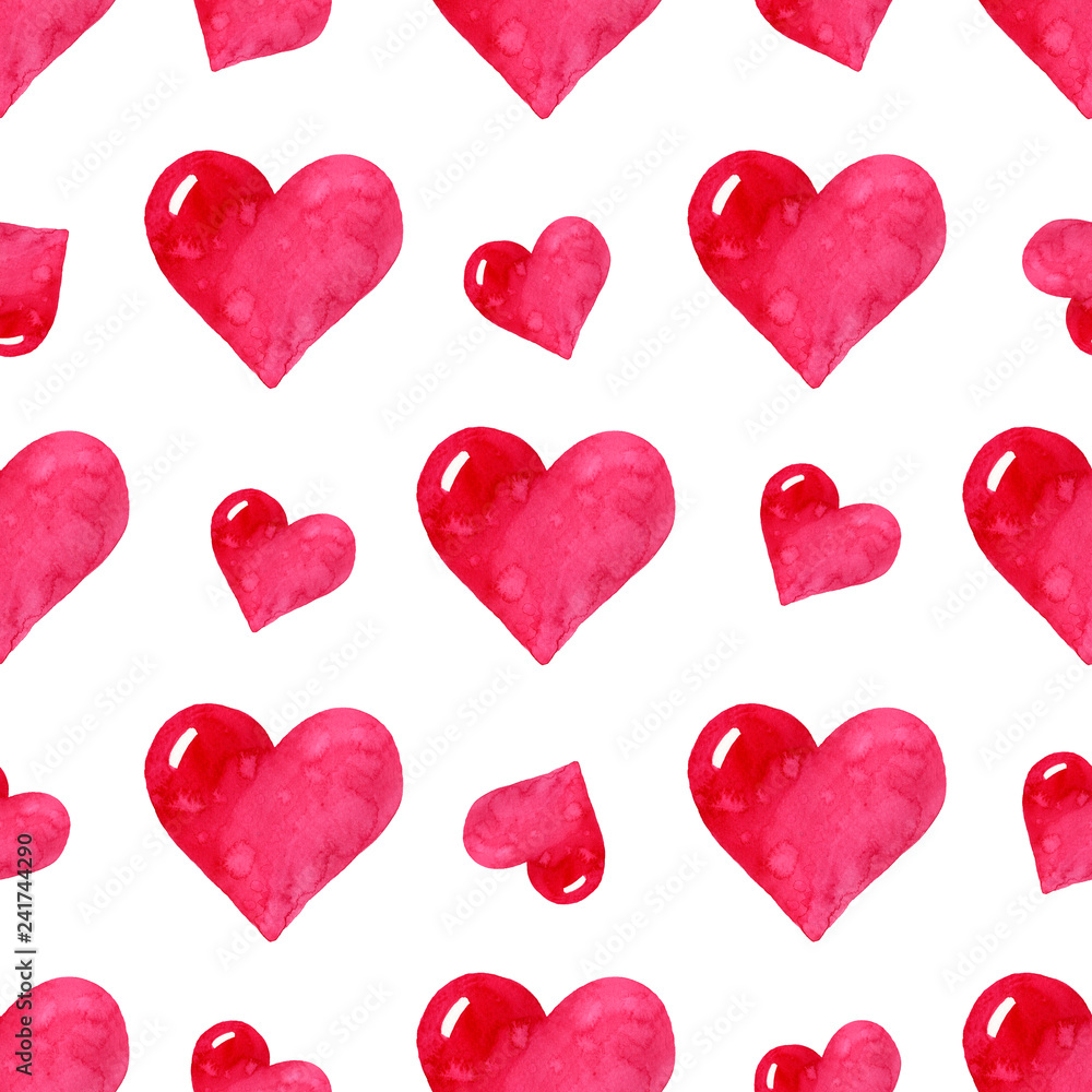 Hand painted watercolor seamless pattern for Valentine's Day, wedding invitation,greeting card.
