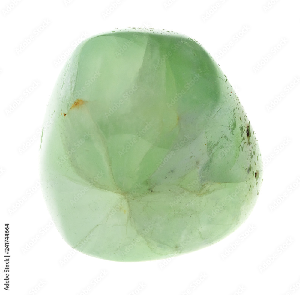 Naklejka premium tumbled Prehnite gemstone on white