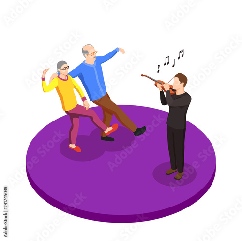Elderly Couple Leisure Isometric Composition