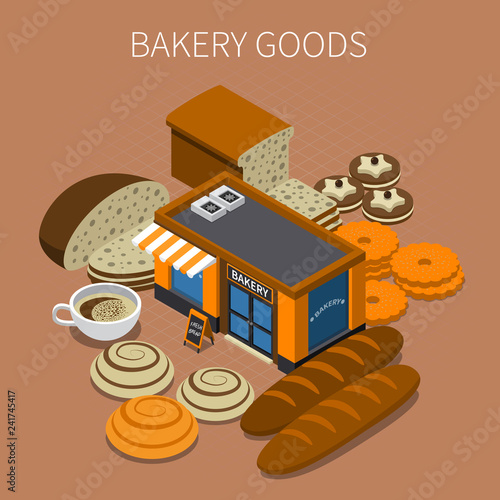 Bakery Goods Isometric Background