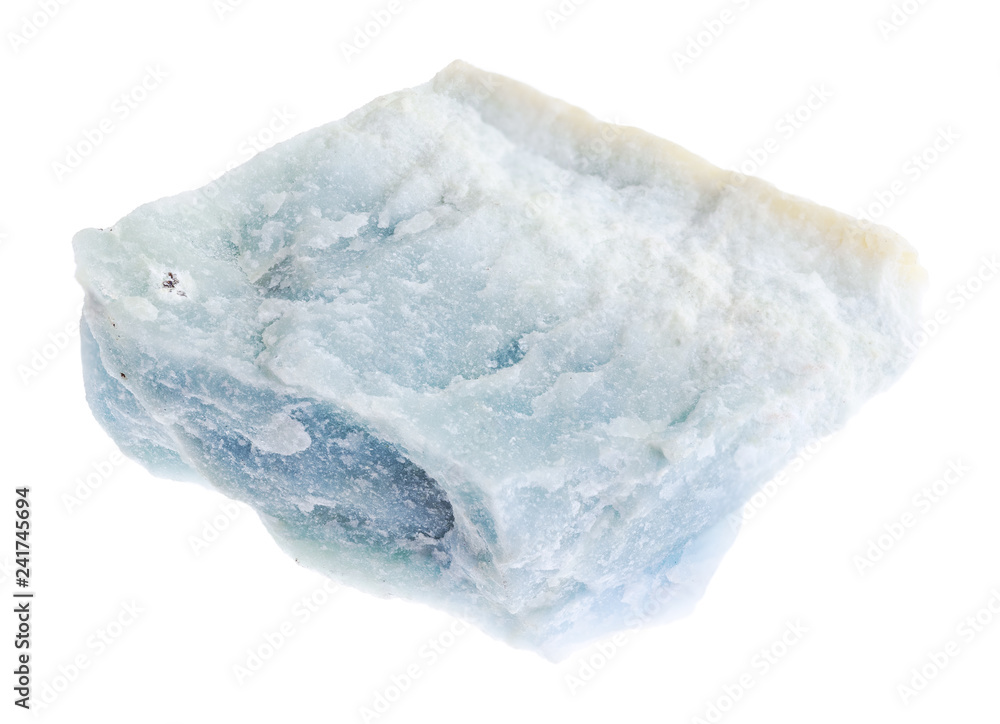 Fototapeta premium raw Violane (blue Diopside) stone on white