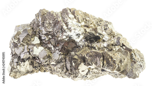 raw Marcasite (white iron pyrite) rock on white photo