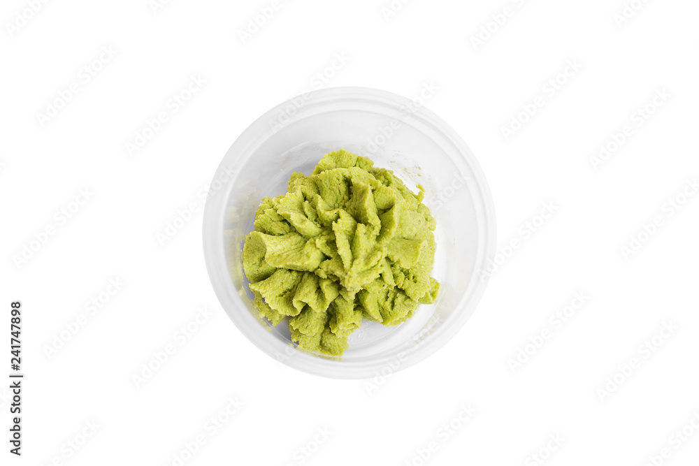 plastic container wasabi sauce sushi delivery food concept plastic container wasabi sauce sushi delivery food concept