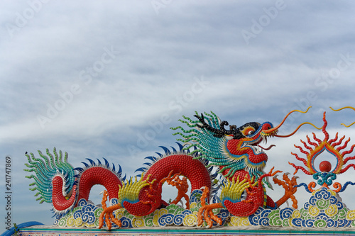 chinese dragon on blue sky