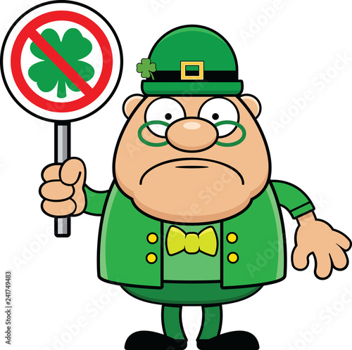 фотографія Cartoon Leprechaun Holding No Luck Sign