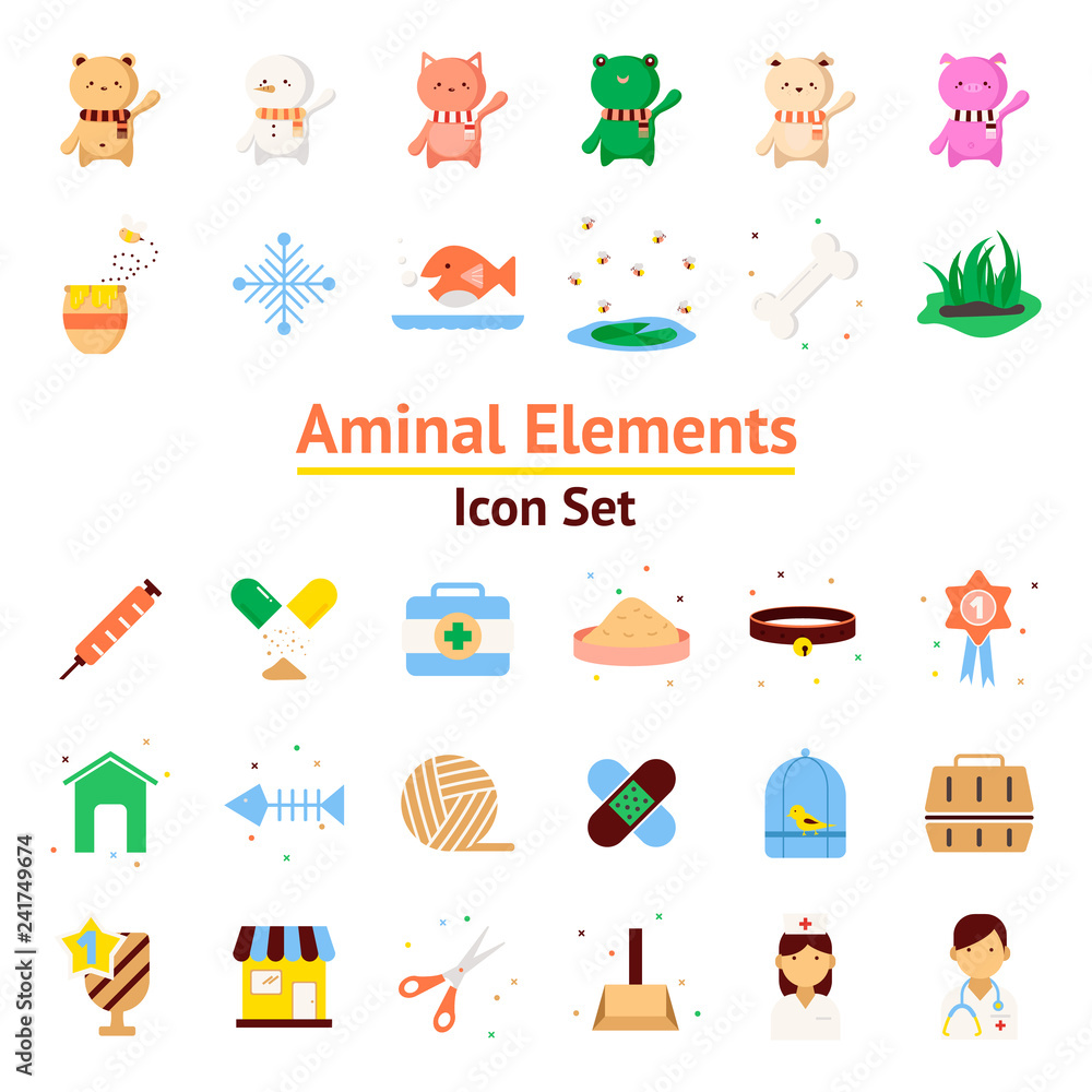 Animal Elements vector icon set