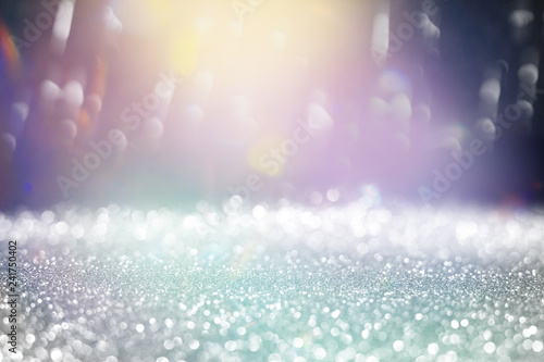 Silver and white glitter abstract bokeh background Christmas  © Thanakorn