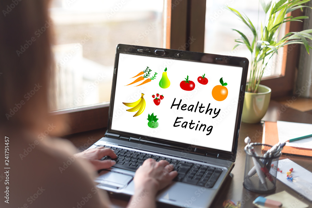 Healthy eating concept on a laptop screen Healthy eating concept on a laptop screen