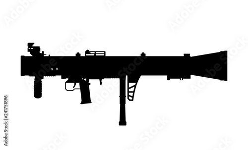 Foto Black silhouette of rocket launcher on white background