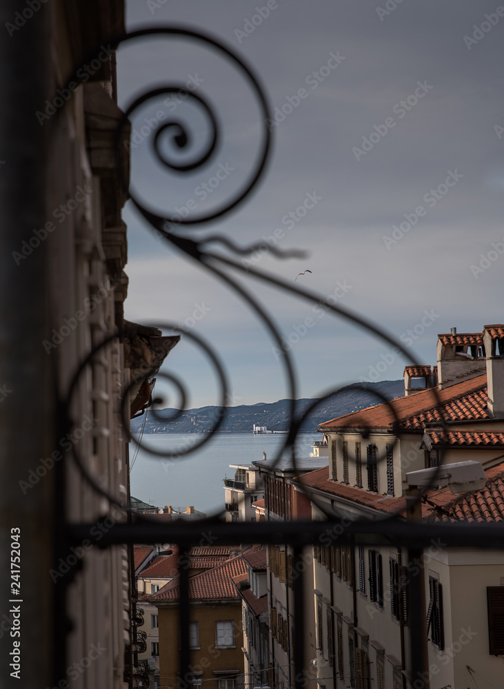 Italy: view of Trieste looking out into the Adriatic Sea on a sunny day