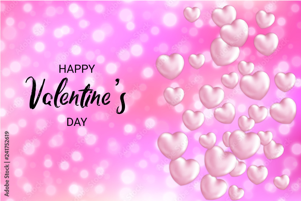 Happy Valentine's Day card with 3d hearts and bokeh. Happy Valentine's Day card with 3d hearts and bokeh.