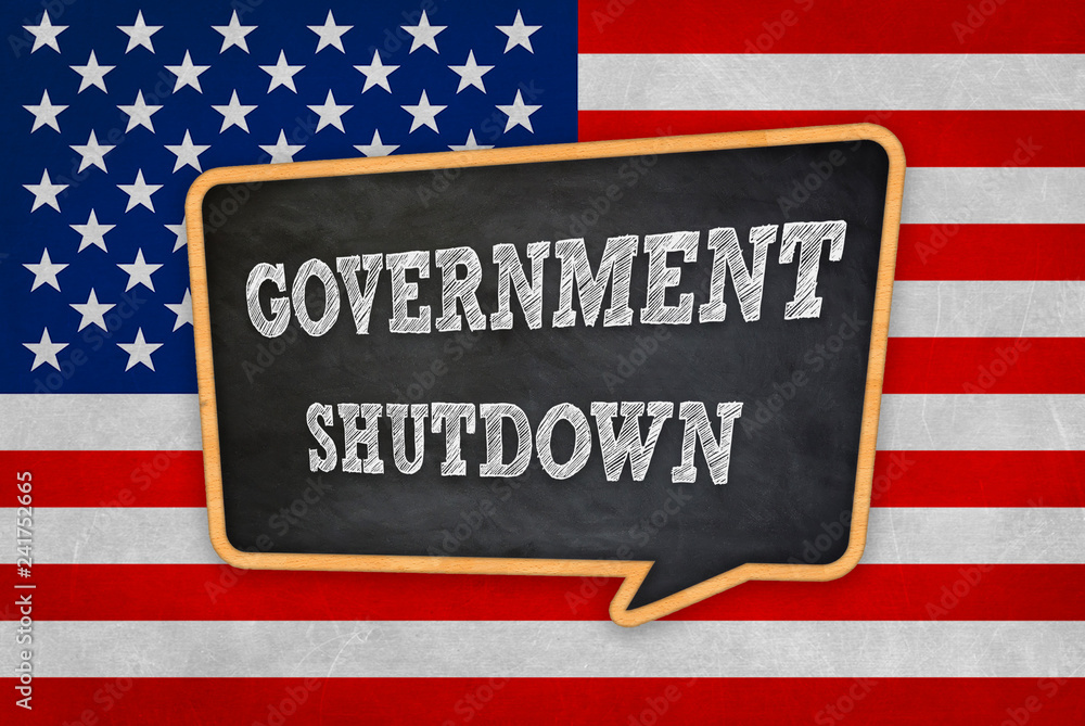 Government Shutdown - chalkboard message warning Government Shutdown - chalkboard message warning
