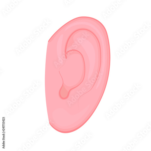 Vector illustration of a human ear. For advertising, medical publications and for use on a package of medicinal products.