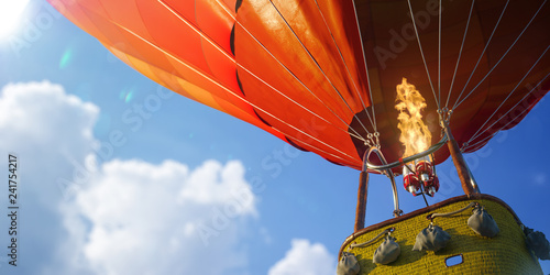 Obraz na plátně Empty basket hot air balloon beautiful background