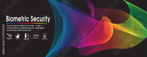 Biometric Scanning Web Banner with DNA, fingerprint, voice scan, tattoo barcode, etc