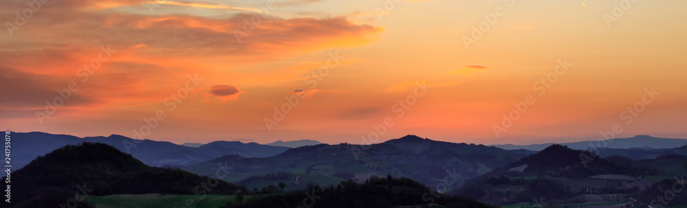 hill landscape at sunset