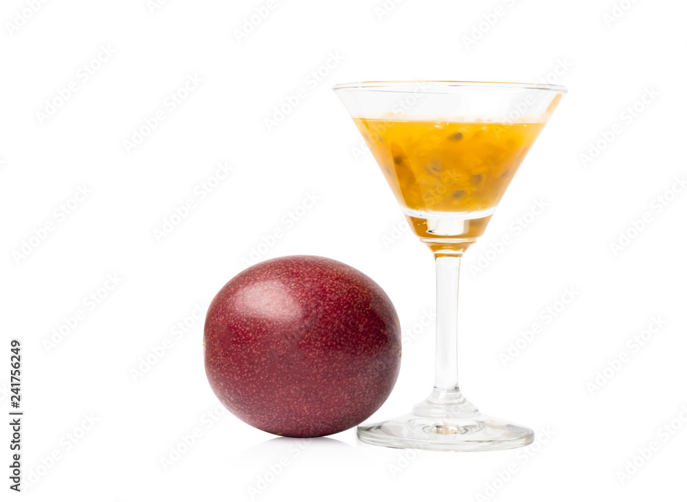 Passion fruit and juice isolated on white background. Passion fruit and juice isolated on white background.