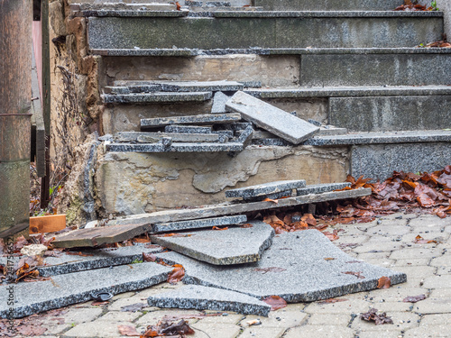 Structural damage to a staircase photo