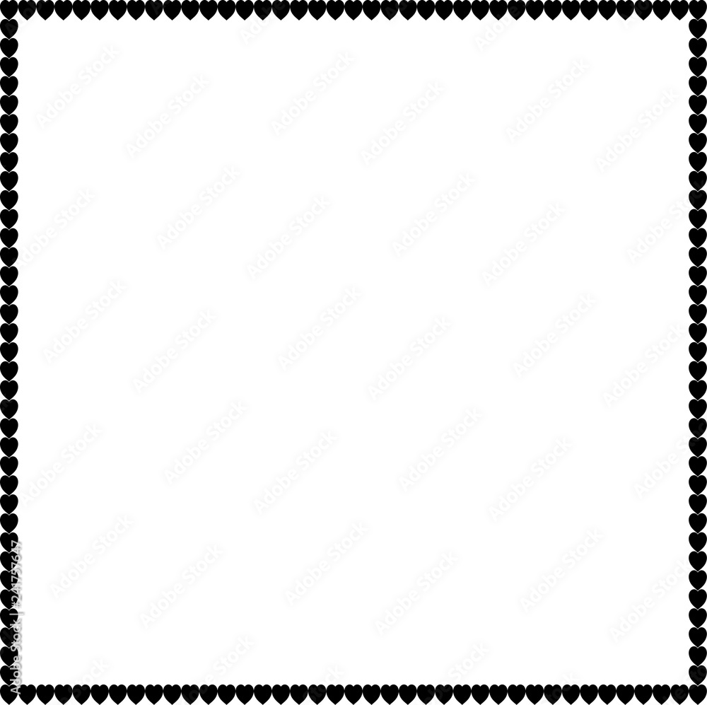 Love square photo border made of cartoon black hearts on white Stock  Illustration | Adobe Stock