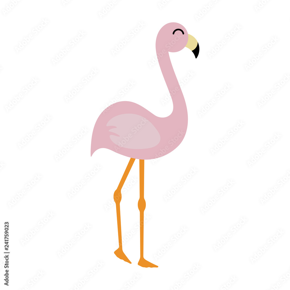 Fototapeta premium Pink Flamingo - Cute light pink flamingo illustration isolated on white background