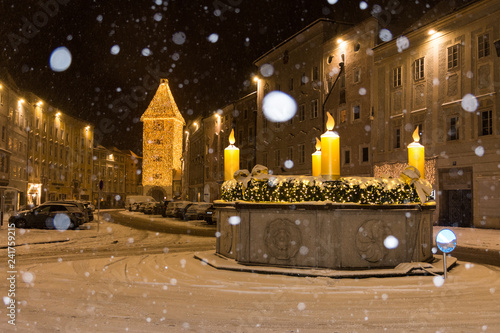 Ledererturm in Wels im Winter bei Schnee