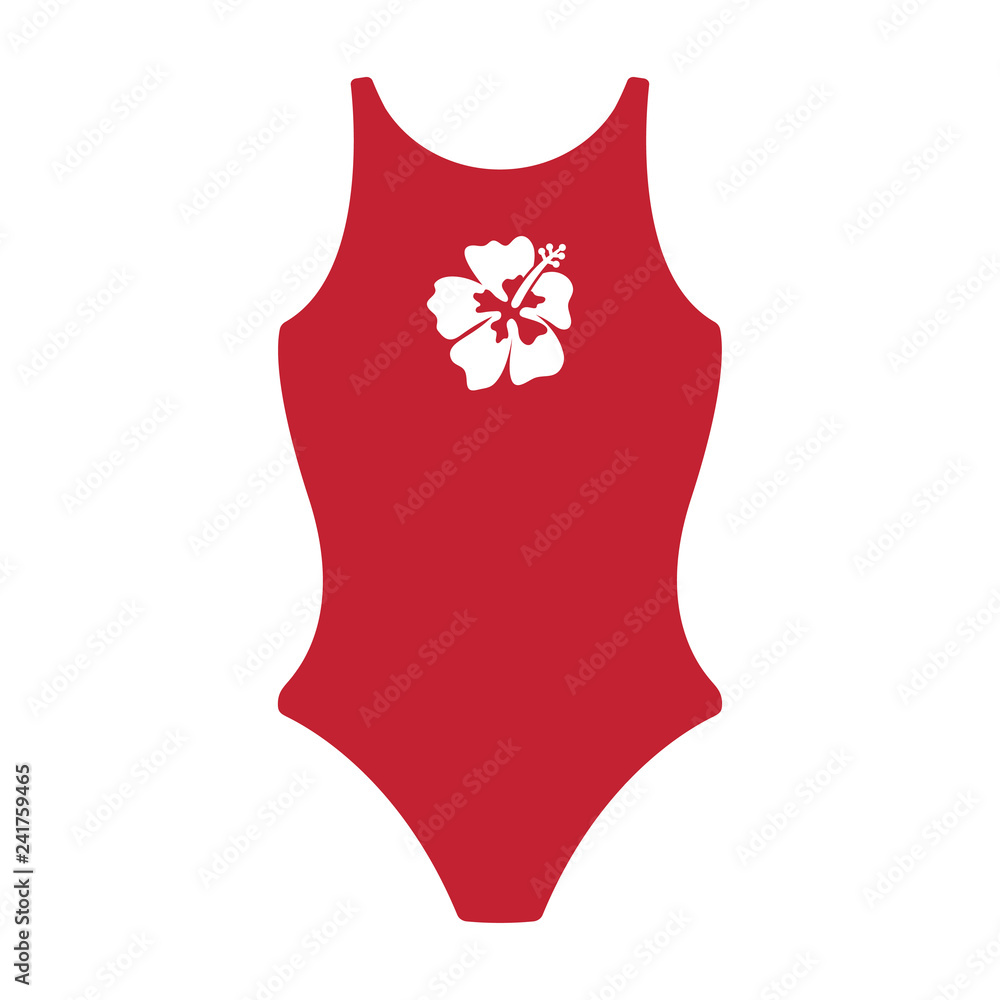 Red Swim Suit Red One Piece Swim Suit With White Hibiscus Flower Design Stock Vector Adobe Stock Red Swim Suit Red One Piece Swim Suit With White Hibiscus Flower Design Stock Vector Adobe Stock