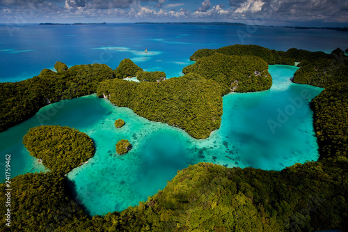Aerial view of coral inside the rock islands, Palau. photo
