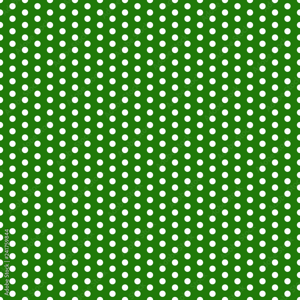 Polka Dots Seamless Pattern - Large white polka dots on green