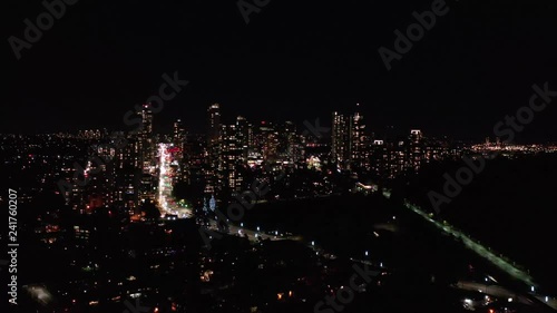 Wallpaper Mural Cityscape Night. Aerial Flight. Evening illumination. 4K Torontodigital.ca